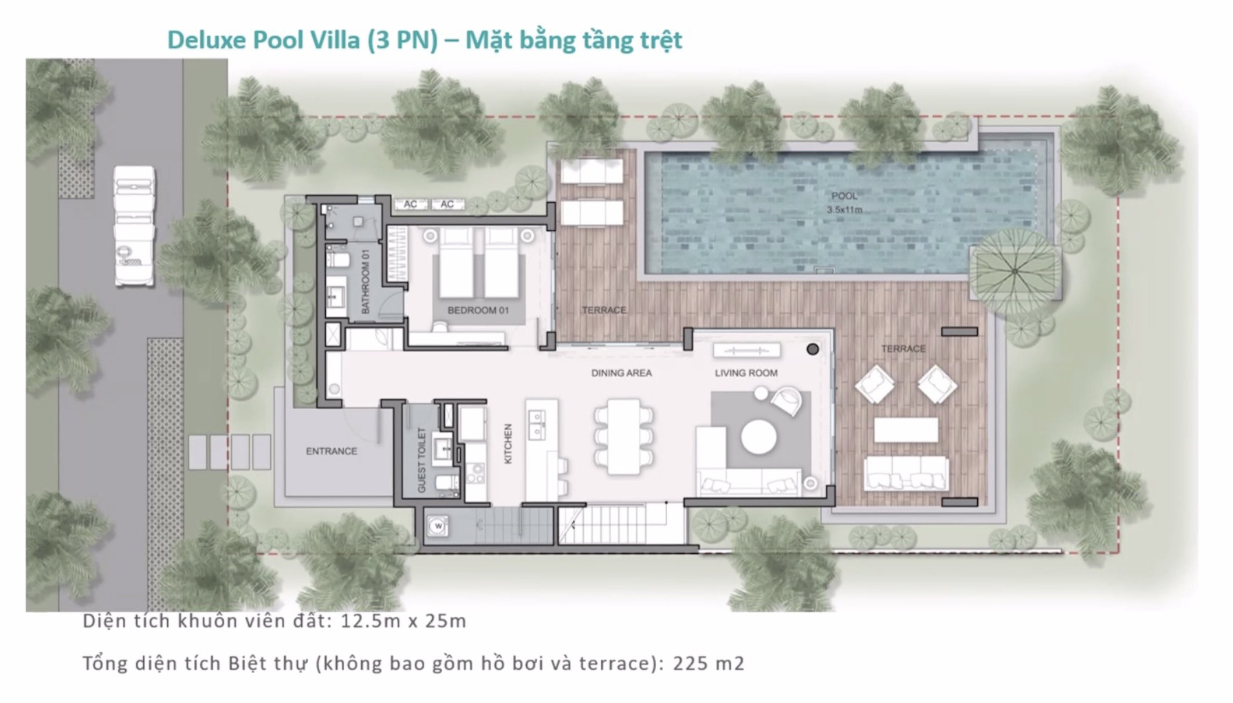 deluxe pool villa 3PN - mat bang tang tret